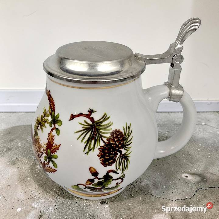 Kufel do piwa Domex motyw myśliwski cynowa Porcelana i szkło mazowieckie Bronisze