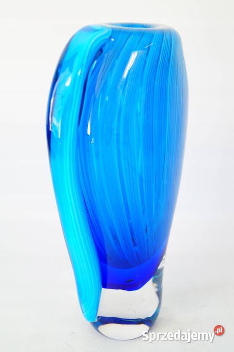 Murano style piękny niebieski wazon szkło Gizałki