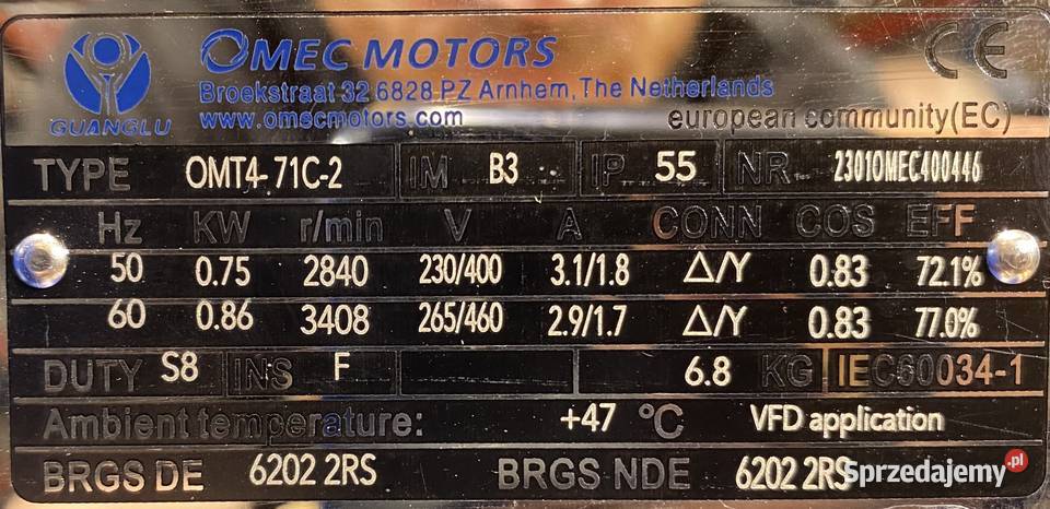wentylator dmuchawa 075kW 2840obr 3fazowy U Pigża