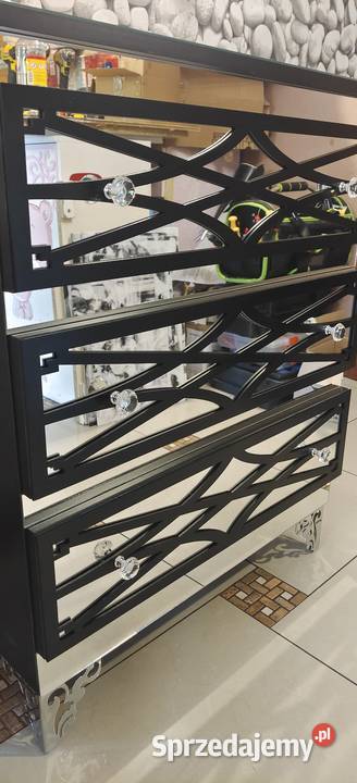 Komoda czarna ornamenty lustra nogi ażur GLAMOUR małopolskie