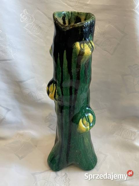 Wyjątkowy zielony wazon ceramiczny proj Marian