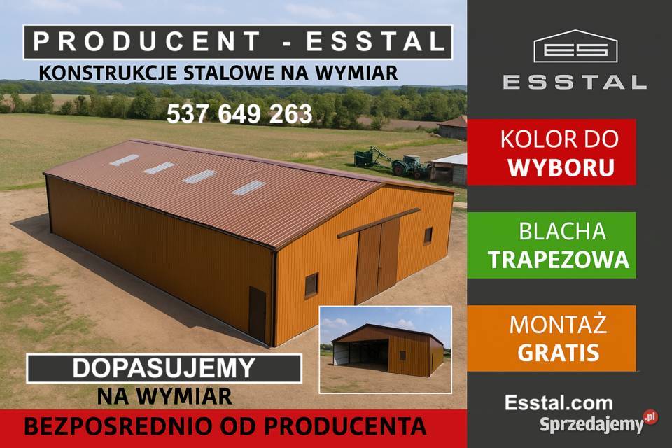 DUŻA HALA Garaż Blaszany RAL KonstrukcjaWiata 288zł/m2 Żuromin