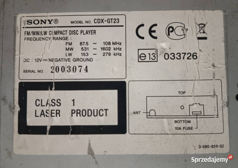 Radio samochodowe Sony CDXGT23 Biała Podlaska