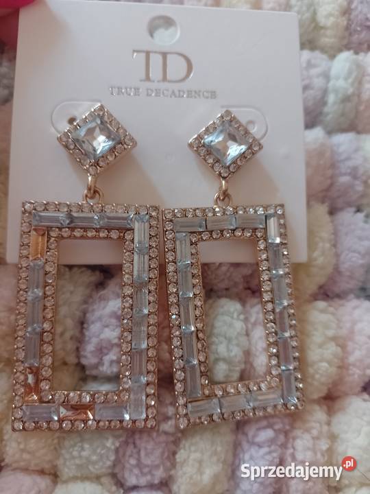 Długie Bogato zdobione kolczyki wieczorowe z Kraków sprzedam