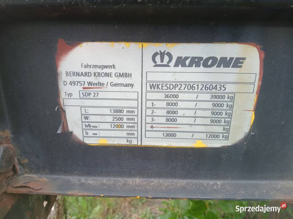Naczepa KRONE SDP 27 Naczepy Wałkonowy Dolne