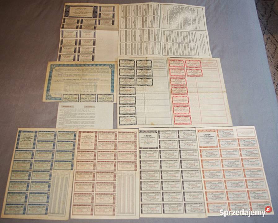 Zestaw historycznych papierów wartościowych Płock