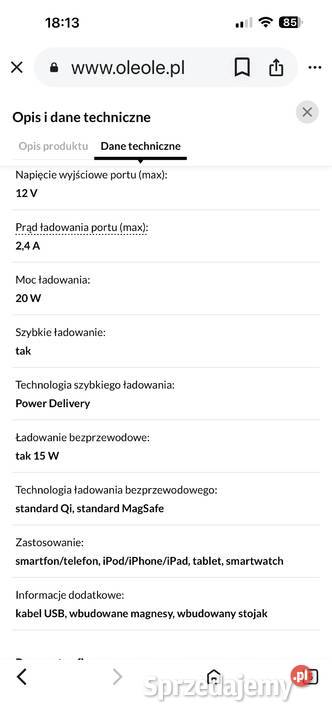 Powerbank Joyroom JRW030 6000mAh 20W Łódź sprzedam