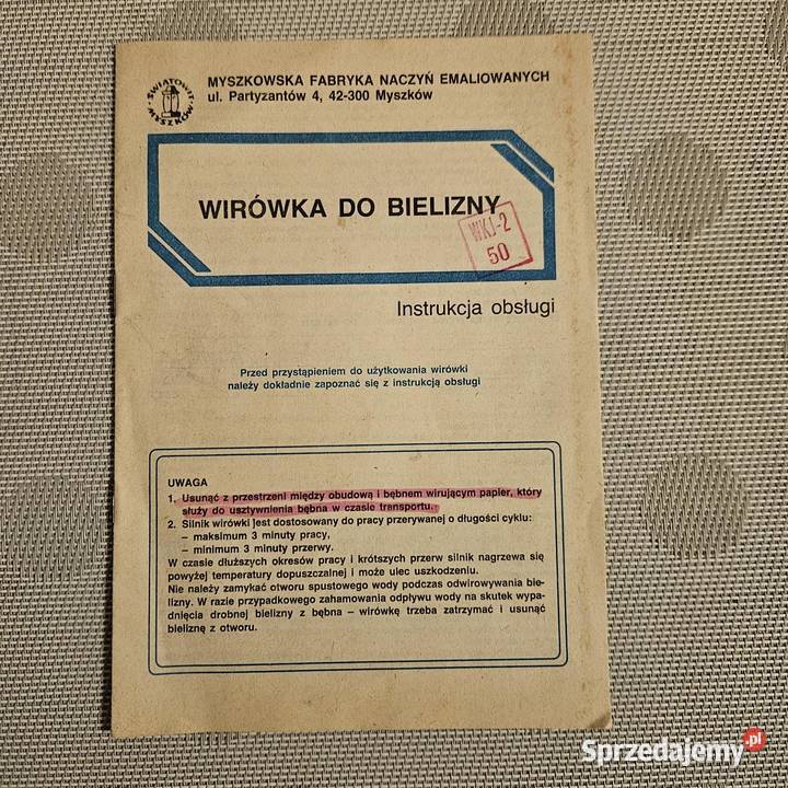 WIRÓWKA DO BIELIZNY Instrukcja obsługi Legnica