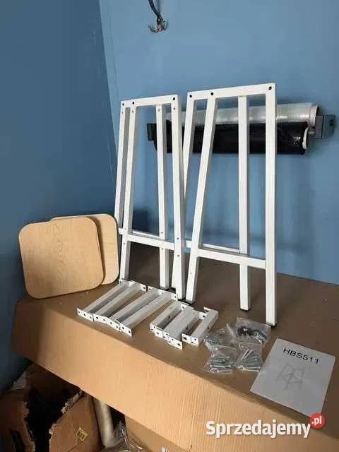 Hoker metalowy biały loft 70 siedzisko drewno 28cm Dom i Ogród Głuchów Górny