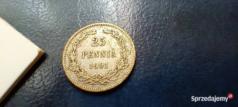 Stare monety 25 pennia 1901 Finlandia srebro podkarpackie Lesko