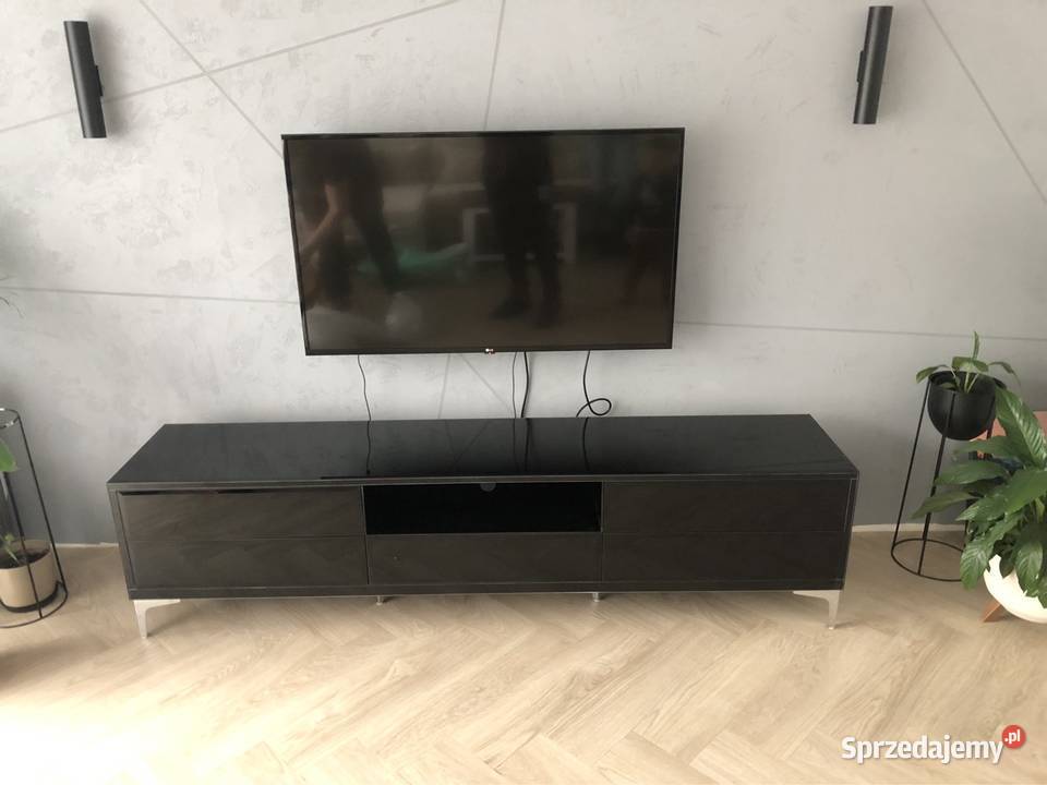 Komoda RTV czarna szklana glamour nowoczesna 170cm wielkopolskie Kępno