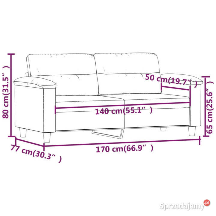 Sofa 2osobowa beżowy 140 tapicerowana mikrofibrą Warszawa