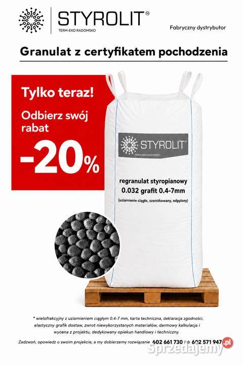 granulat styropianowy grafit styrobeton wylewki Gliwice sprzedam