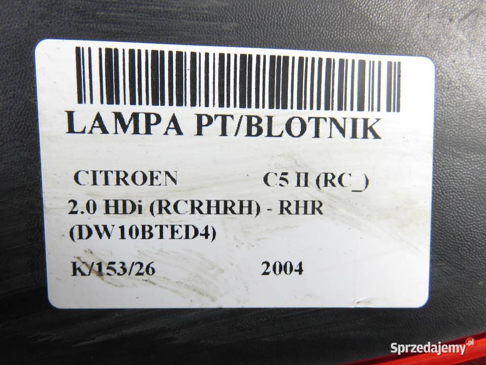 LAMPA PRAWA TYLNA CITROEN C5 II RC 89034070