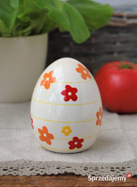 Jajko pisanka w kwiaty figurka ceramika wielokolorowy Lublin