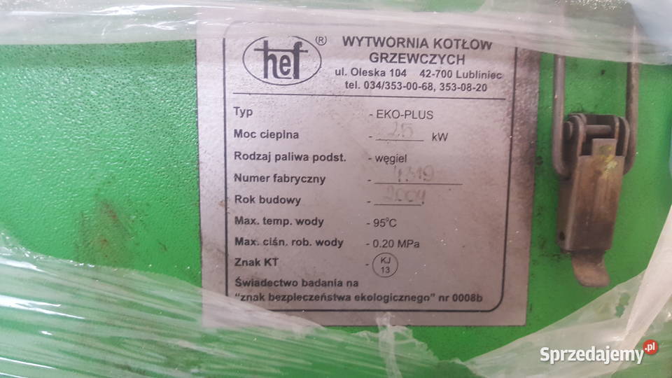 Piec HEF EKOPLUS 25kW podajnik ekogroszek stal Pabianice