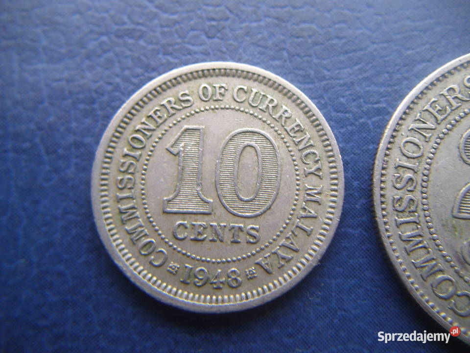 Stare monety 10 cent 1948 i 20 cent 1950 Malaje Lesko