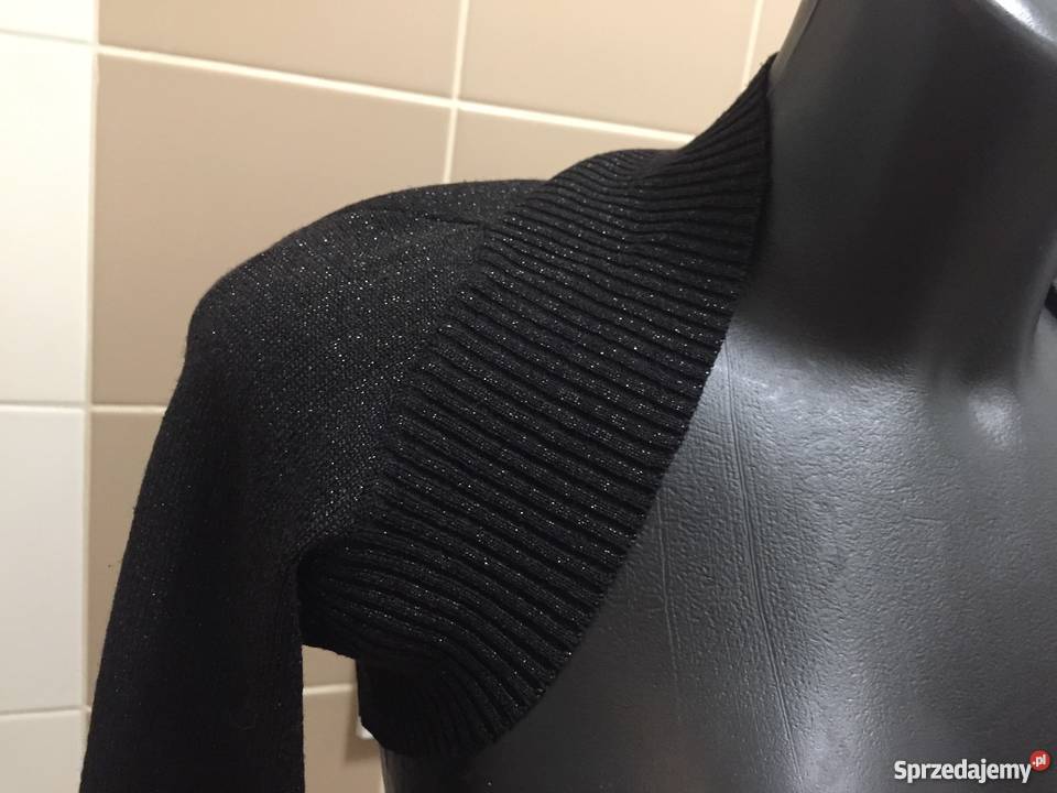 Krótkie sweterkowe bolerko rękawki S czarny Ząbki