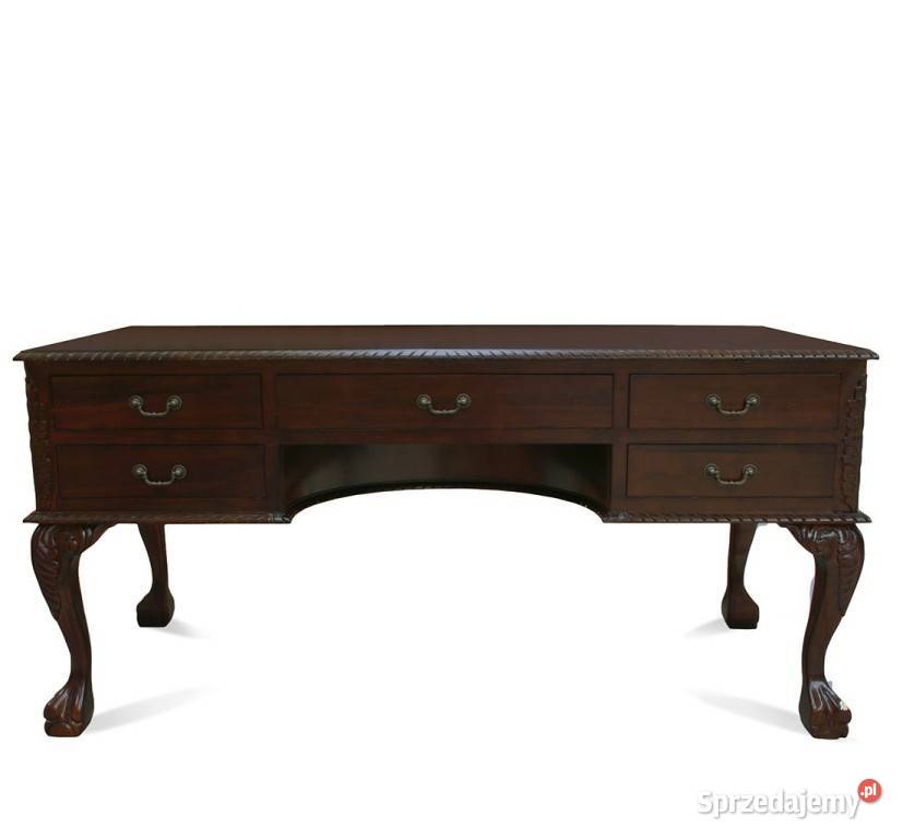 Duże stylowe drewniane antyczne biurko kolor orzech 51990