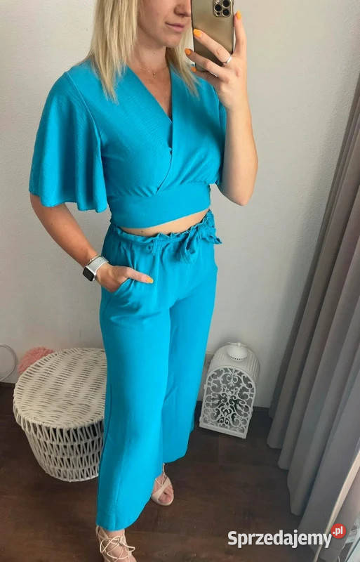 Nowy komplet kombinezon zestaw turkus niebieski Bielsk