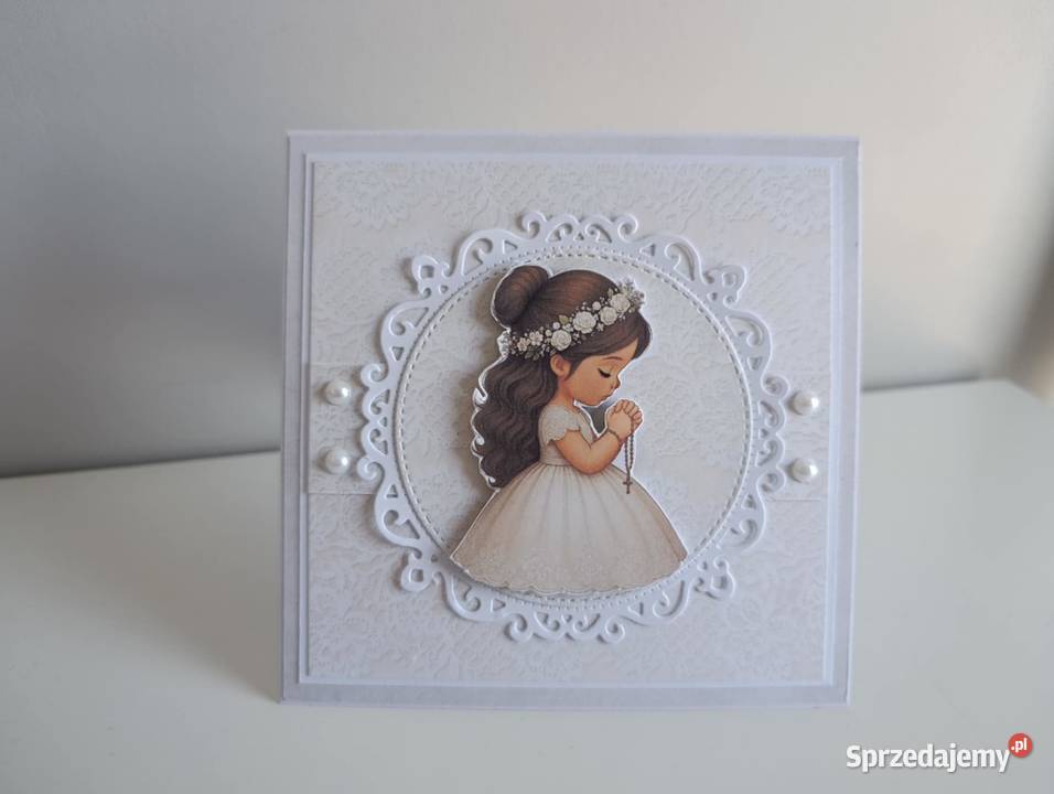 Kartka ręcznie robiona Komunia Święta handmade Łódź