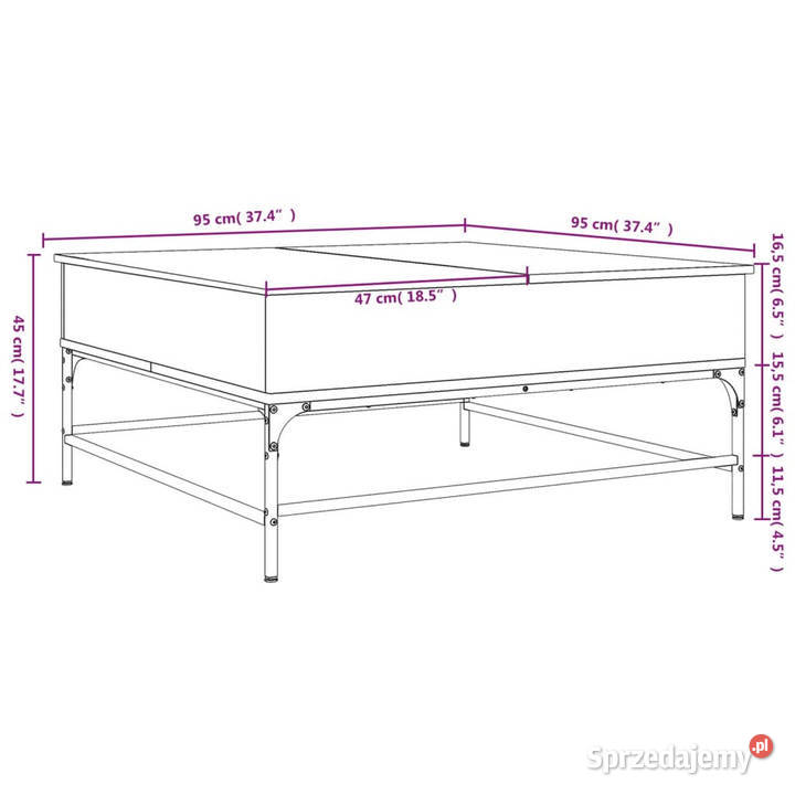 Stolik kawowy brązowy dąb 95x95x45 WM3217068 sprzedam