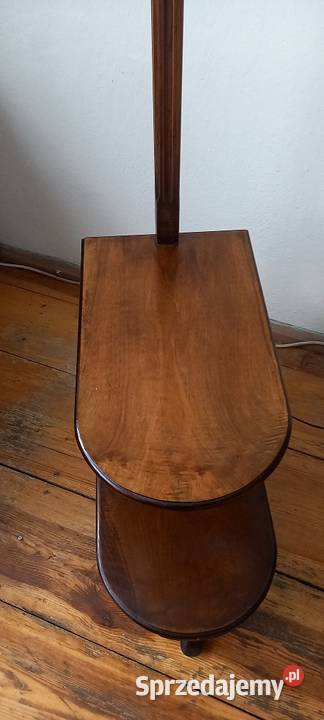 Drewniana lampa podłogowa ze stolikiem ruchome Skierniewice