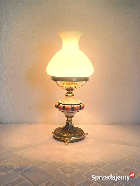 mała nocna porcelanowa lampka ze szklanym Warszawa