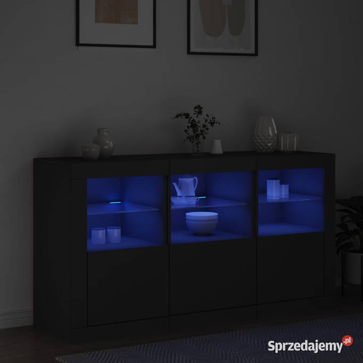 Szafka z oświetleniem LED czarna 123x37x67 mazowieckie Warszawa