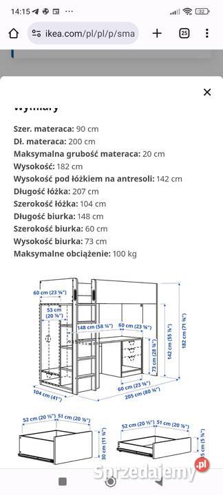 Zestaw IKEA Smastad łozko biurko szafka pułki Warszawa sprzedam