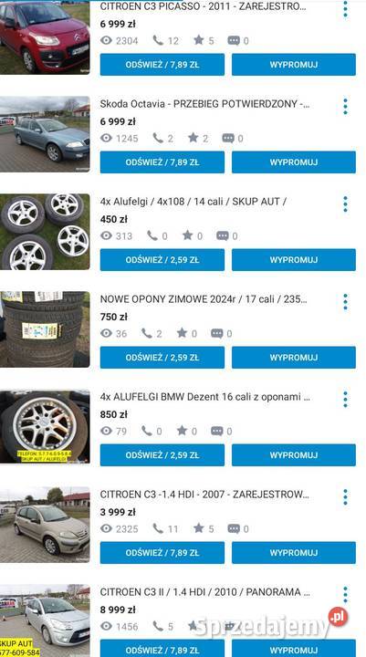 ALUFELGI 16 PEUGEOT CITROEN SKUP AUT ALUFELGI