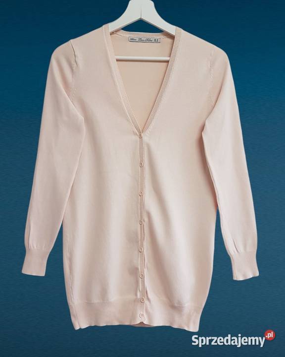 Damski bawełniany sweter pudrowy róż z długim małopolskie Chrzanów