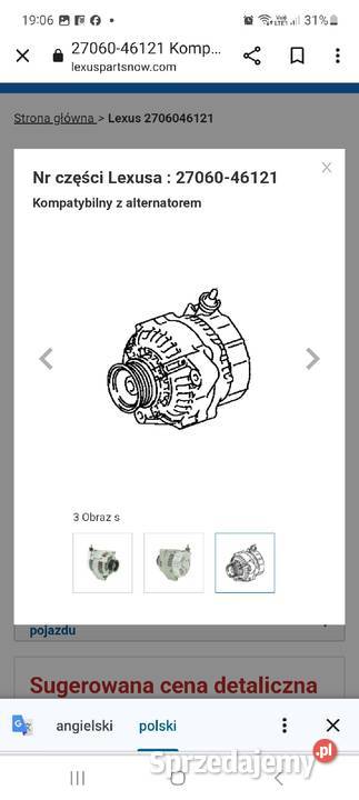 2706046121 alternator lexus SC300 SC400 Częstochowa
