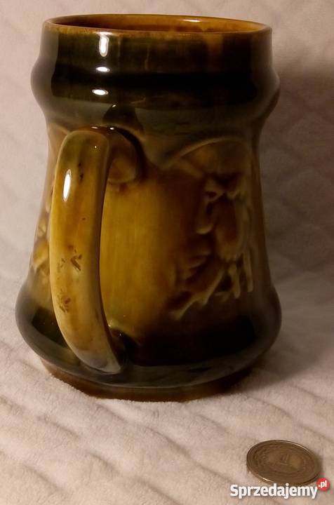 Porcelanowy szkliwiony Kufel brązowy 127 śląskie