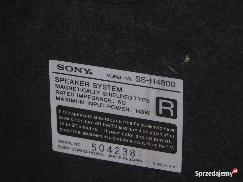 Kolumny Sony SSH4800 mocne 2x 140 wat sprawne Jasło