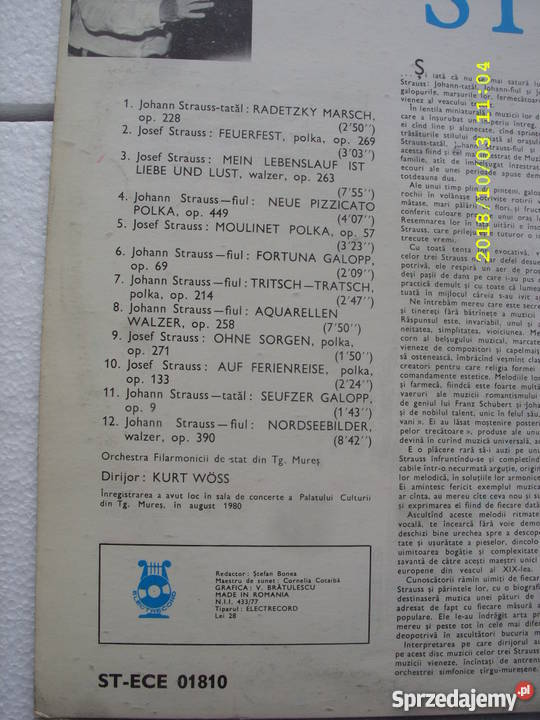 JOHANN JOSEF STRAUSS LP winyl Wołów