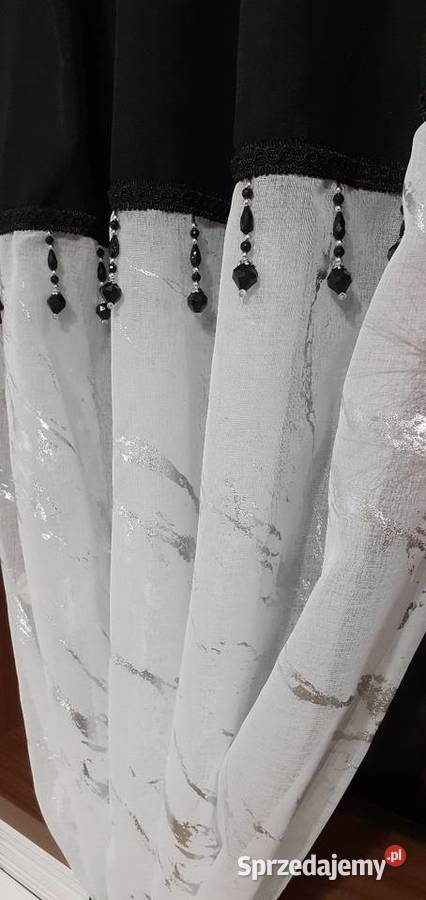 Firany z czarnymi koralami Firany Mława
