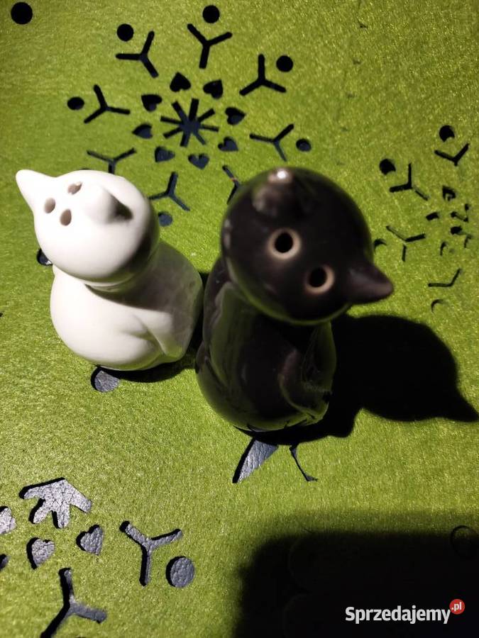 ceramika koty solniczki białoczarne Nowe dolnośląskie