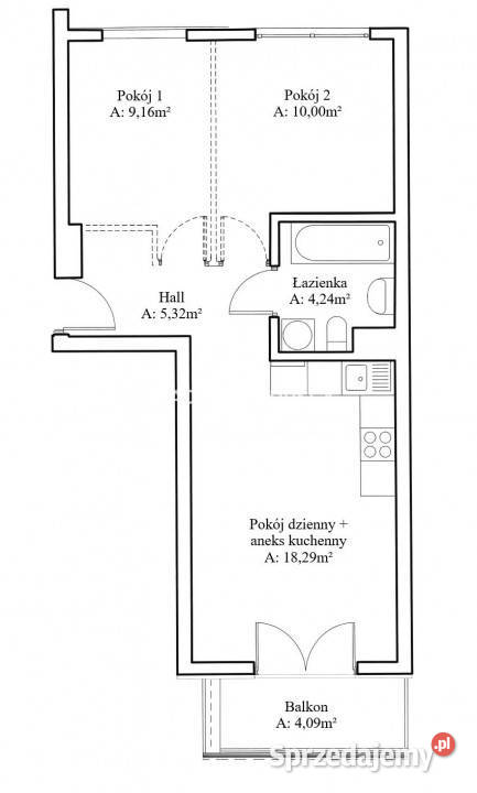 Mieszkanie 46m2 3pokojowe Kraków Anny