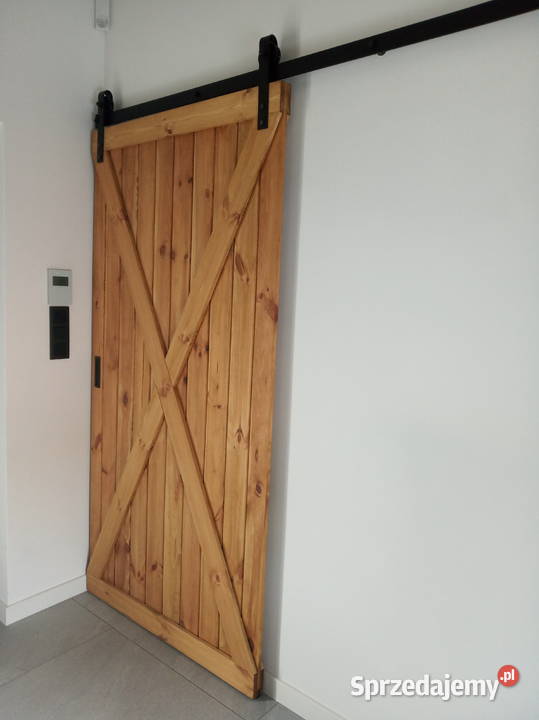 Drzwi przesuwne drewniane rustykalne Barn Door 90cm śląskie sprzedam