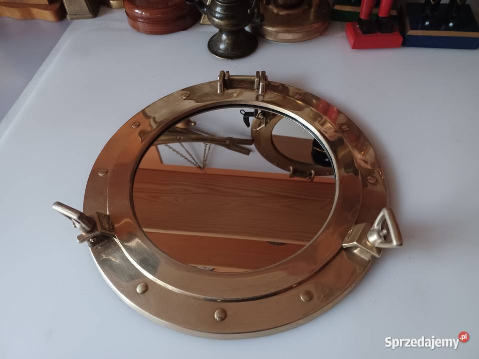 Duży bulaj mosiężny Lustro Poznań