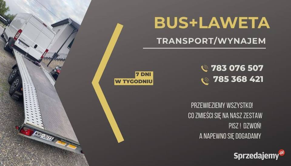 Wynajem lawety usługi lawetą przewóz aut maszyn Kock