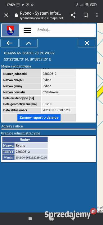 Sprzedam działkę jeziorem rumian
