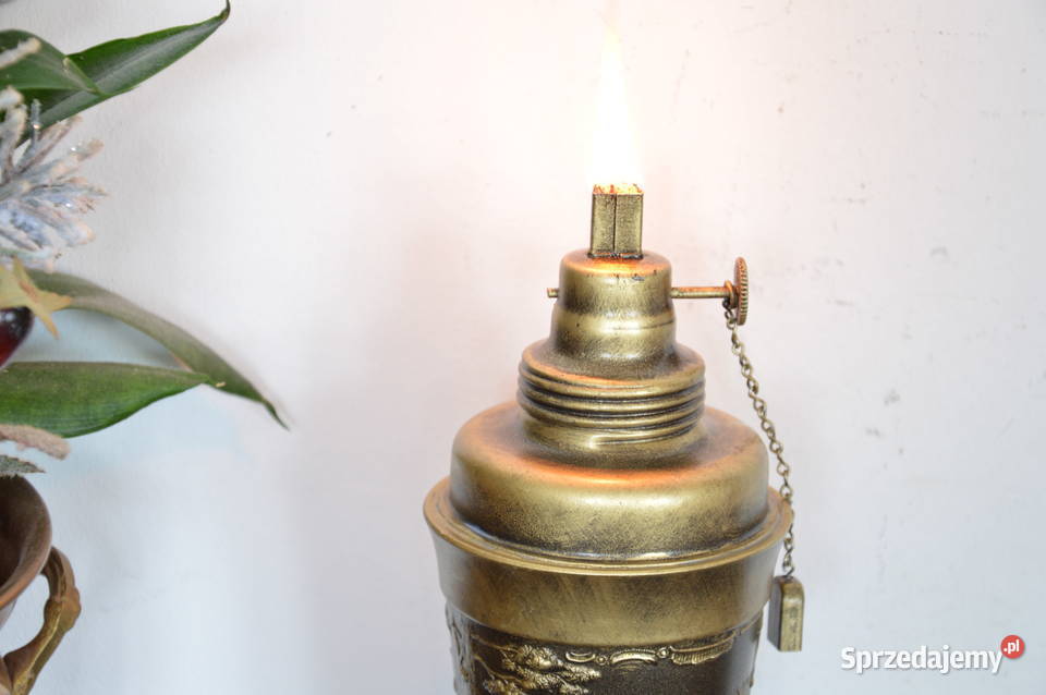 piękna cynowa LAMPA NAFTOWA olejowa stara Jastrzębie-Zdrój