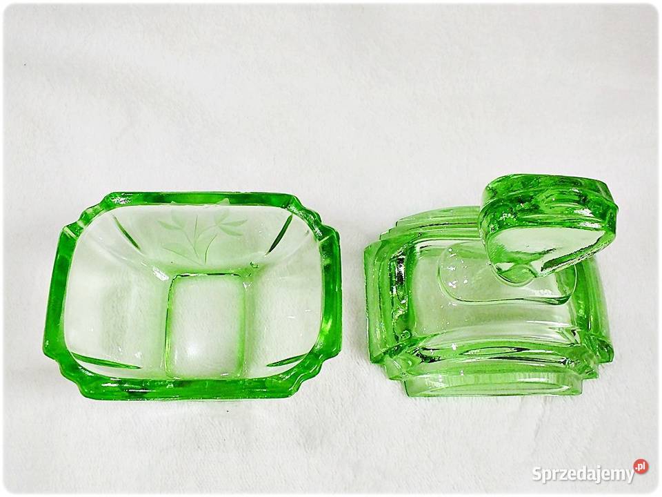 Karafka Perfumetka Szkło Uranowe z lat 30tych Żary