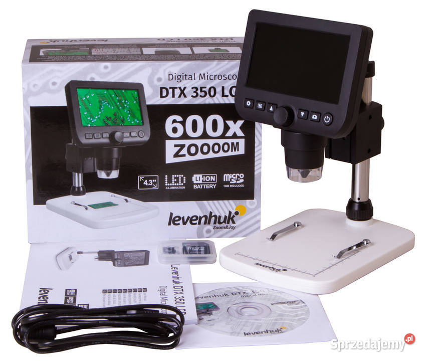 Mikroskop cyfrowy Levenhuk DTX 350 LCD zestaw