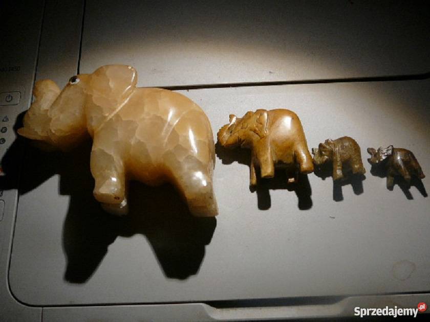 słonie z kamienia onyksu 4 inny kolor Wrocław
