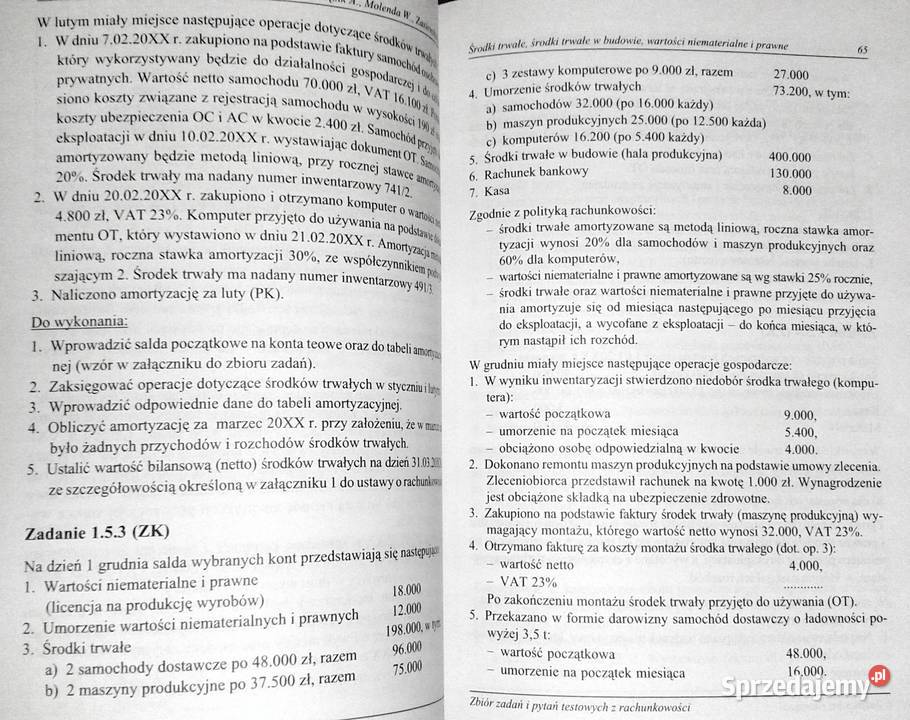 Zbiór zadań i pytań testowych z rachunkowości Chełm sprzedam