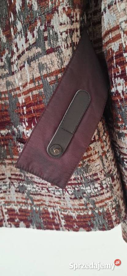 Elegancki żakiet w pepitke burgundowy tweedowy brązowy/beżowy Marynarki i żakiety Kraków