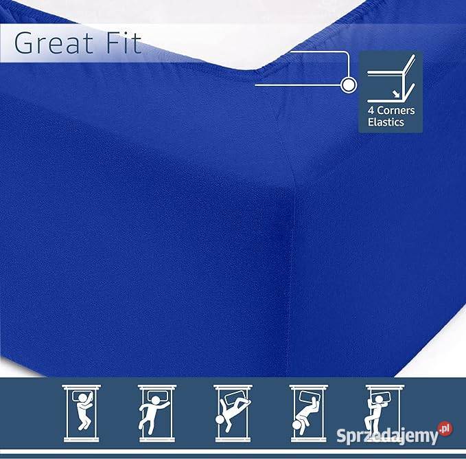 120x200 Niebieskie Prześcieradło z gumką 100 Gaszowice